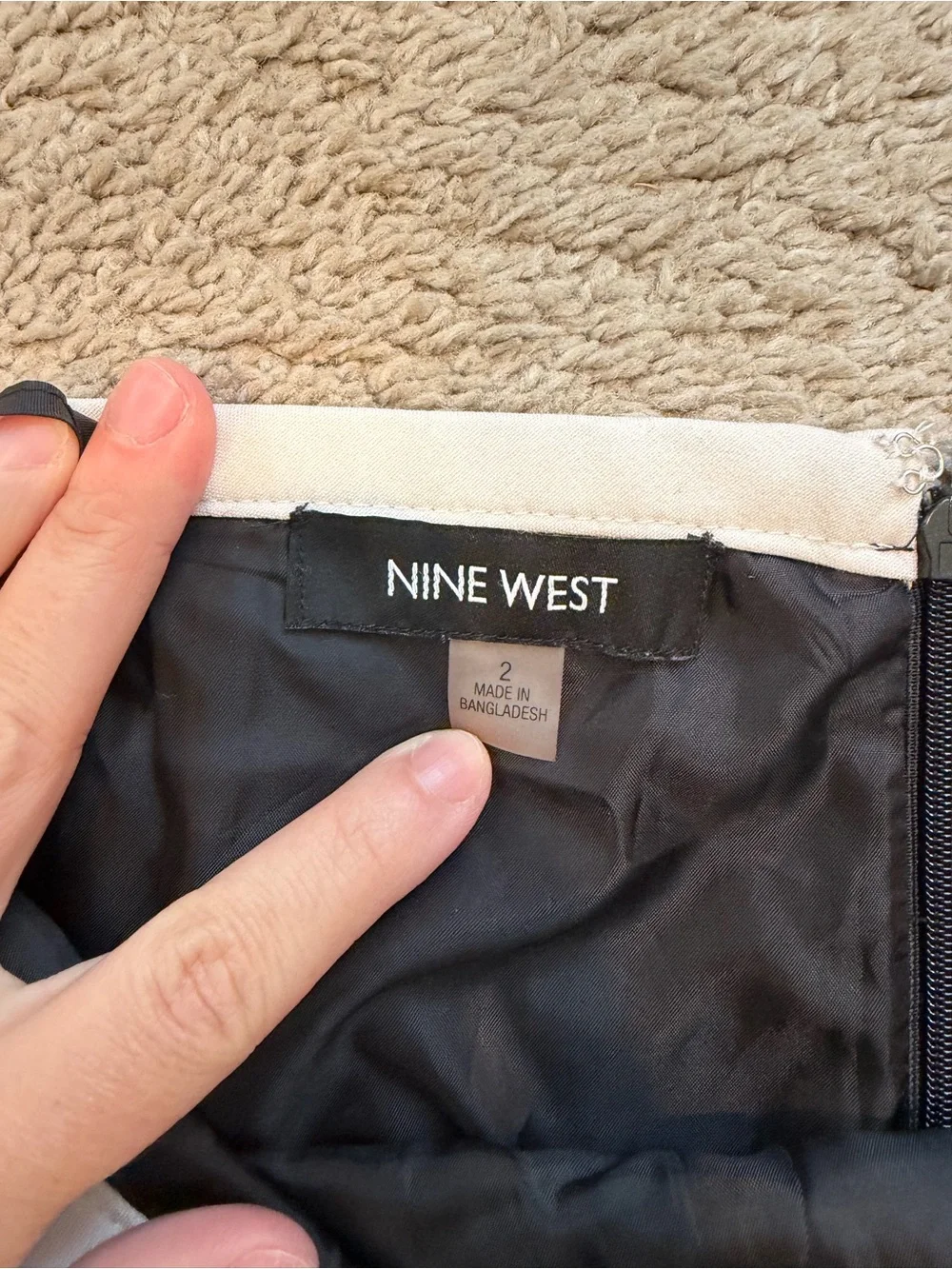 Nine West Black Pencil Skirt with White Side Stripe